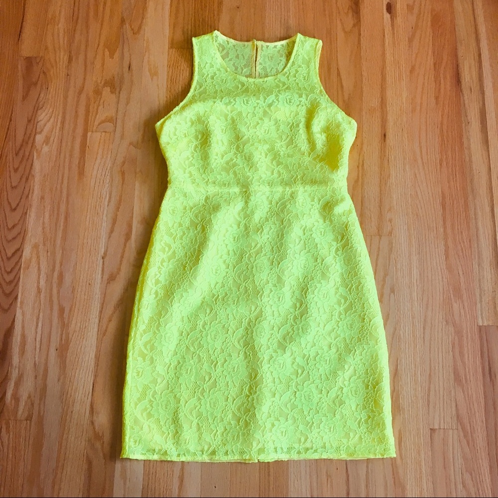 J Crew Factory Bright Yellow Lace Dress Sz 10
